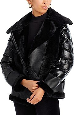 Evelynn Faux Leather Puffer Coat