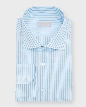 Men's Linen-Cotton Stripe Dress Shirt