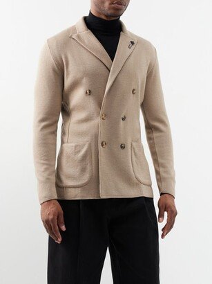 Double-breasted Knitted Wool-blend Suit Jacket