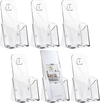 Stockroom Plus 6 Pack Clear Acrylic Brochure Holder Wall Mount, Mounted Flyer Pamphlet Rack, Card Display Stand for Menu, 4 x 8 x 3 In