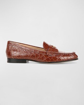 Croco Slip-On Penny Loafers