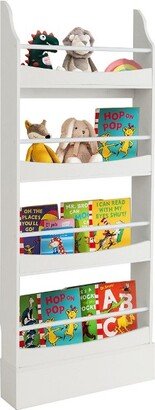 Tangkula 4-Tier Kids Bookshelf Toy Storage Bookcase Rack Wall w/ Anti-toppling Kits White