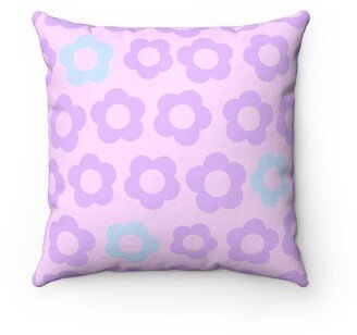 Daisy Pillowcase, Pastel Purple Flowers, Groovy Retro, Lavender Pillow Cover, Soft Aesthetic, Home Gift, Y2K 90S Retro, Mid Century Blue