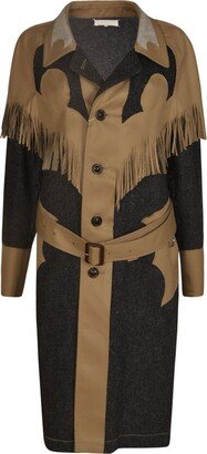 Two-Toned Fringed Panelled Coat