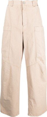 wide-leg cotton cargo trousers-AA