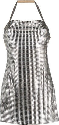 Crystal-Embellished Metallic Minidress