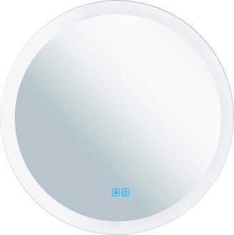 24 Armanno Matte White Round LED Wall Mirror