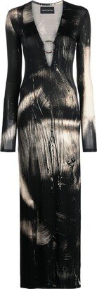 Long Helios motif-print dress