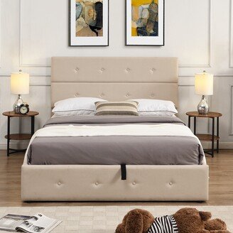 Simple and elegant Upholstered Platform Bed with Underneath Storage