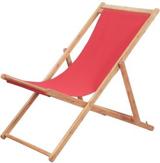 Folding Beach Chair Fabric and Wooden Frame Red - 38.8/39.4/41.7 x 29.1/32.5/35.4 x 23.6