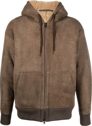 Shearling-Lined Zipped Leather Jacket