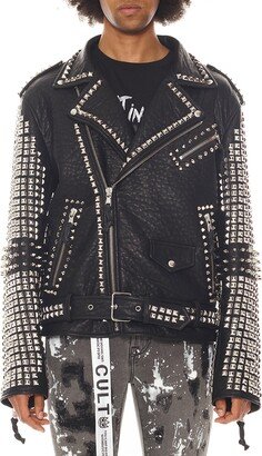 Studded Faux Leather Biker Jacket