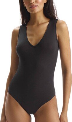 Butter Bamboo Blend V-Neck Bodysuit In Black