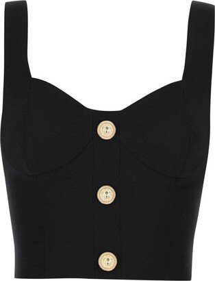 Button Embellished Cropped Top