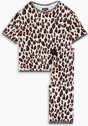 DKNY Sleepwear Cropped leopard-print stretch-jersey pajama set