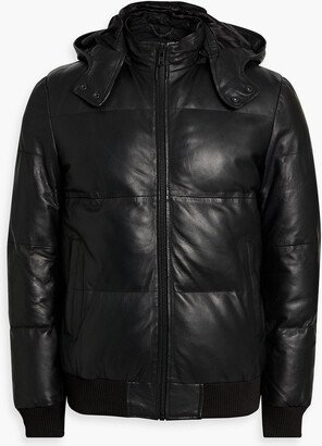 Quilted leather hooded jacket