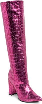 Krista Croc-Embossed Knee High Boot