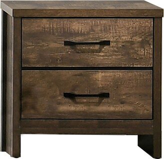 Dyna 24 Inch Wood Nightstand, 2 Drawers, Bar Handles, Rich Textured Brown