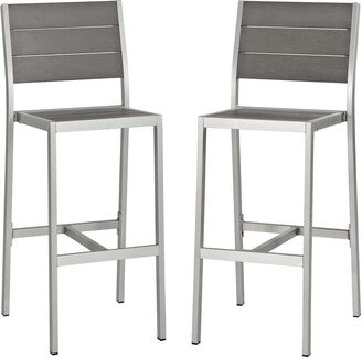 Shore Armless Bar Stool Outdoor Patio Aluminum Set of 2