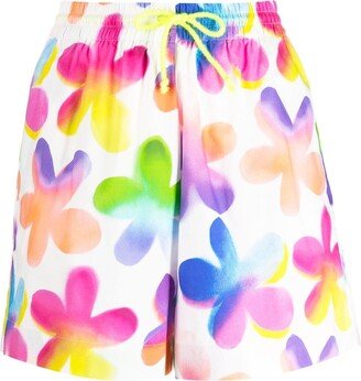 Floral-Print Cotton Shorts-AB