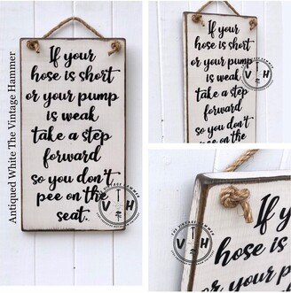 Short Hose Bathroom Wood Signs Miss The Seat Primitive Wooden Words Funny Cute Painted Toothbrush Love Mom Bar Restaurant Home Decor Men Boy