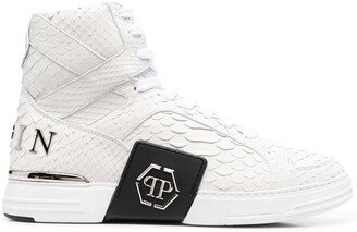 Snakeskin-Effect High-Top Sneakers