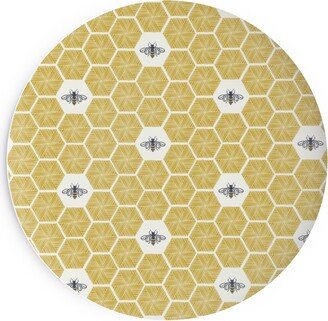 Salad Plates: Bees Stitched Honeycomb - Gold Salad Plate, Yellow