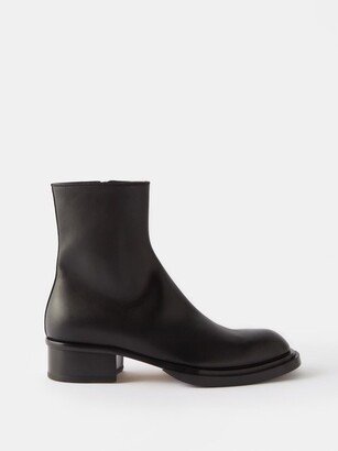 Cuban Stack Leather Chelsea Boots