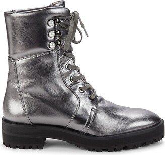 Pearly Metallic Leather Combat Boots