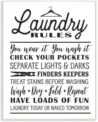 Laundry Rules with Hanger Typography Wall Plaque Art, 10 x 15