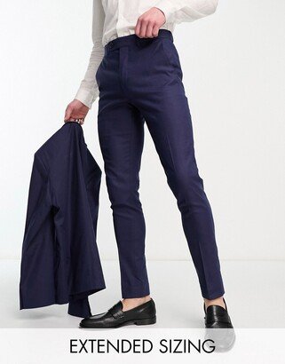 skinny linen mix suit pants in navy