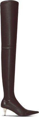 Spike over-the-knee leather boots