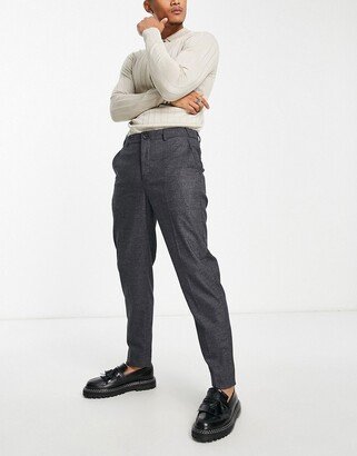 slim tapered fit smart pants in dark gray houndstooth