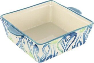 Spice By Tia Mowry 2 Quart Square Stoneware Bakeware in Blue and White