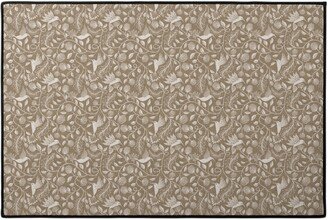 Door Mats: Papercutting Floral And Hummingbirds - Neutral Door Mat, Beige