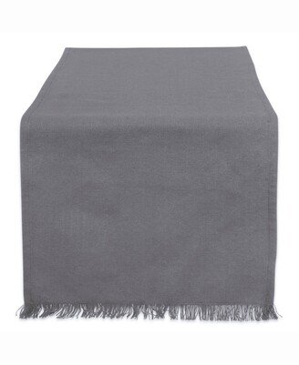 Solid Gray Heavyweight Fringed Table Runner 14