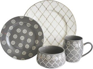 Baum Bros. Baum Bros 16pc Stoneware Morocco Dinnerware Set Gray