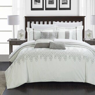 Chic Home Design Oversized Overfilled 12 Piece Laurie Embroidered Bed In A Bag Comforter Set