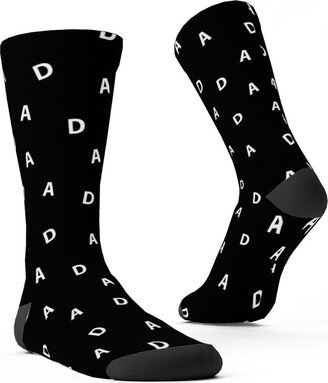 Socks: Sweet Dad Typography - Black And White Custom Socks, Black