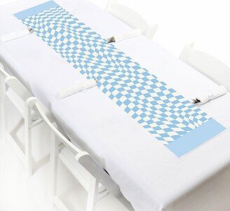 Big Dot Of Happiness Blue Checkered Party - Petite Paper Table Runner - 12 x 60 inches