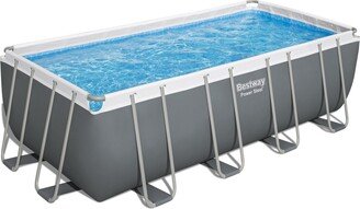 Power Steel Bestway 18' x 9' x 48 Above Ground Pool Set 3913 Gallons, Rectangular Outdoor Family Pool, Corrosion Puncture Resistant, includes Chemcon