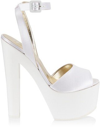 Satin Peep-Toe Platform Sandals