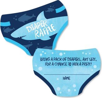 Big Dot of Happiness Shark Zone - Diaper Shaped Raffle Ticket Inserts - Jawsome Shark Baby Shower Activities - Diaper Raffle Game - Set of 24