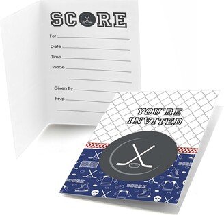 Big Dot Of Happiness Shoots & Scores - Hockey - Fill-in Baby Shower Birthday Party Invitations 8 Ct