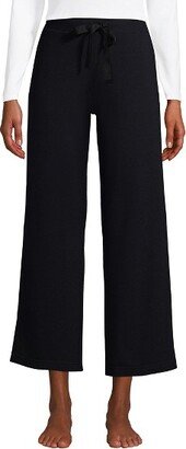 Women's Lounge Mid Rise Wide Leg Crop Pajama Pants - XX Small - Black