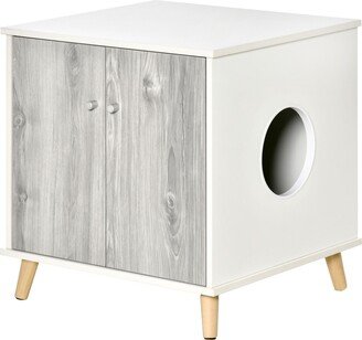Wooden Cat Mess-free Litter Box End Table w/ 2 Magnetic Doors
