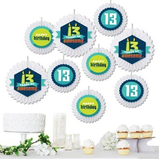 Big Dot Of Happiness Boy 13th Birthday - Official Teenager Party Tissue Decor Kit Paper Fans - 9 Ct