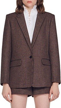 Houndstooth Peak Lapel Suit Jacket