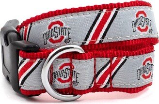 The Worthy Dog The License House Ohio State Buckeyes Dog Stripe Athletic Logo Collar - Gray - M