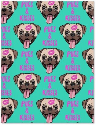 Journals: Pugs & Kisses - Cute Pug Dog - Teal Journal, Green